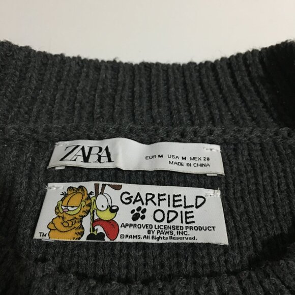 Zara Garfield Odie Womens Medium Oversized Sweater Gray Knit - Picture 5 of 8